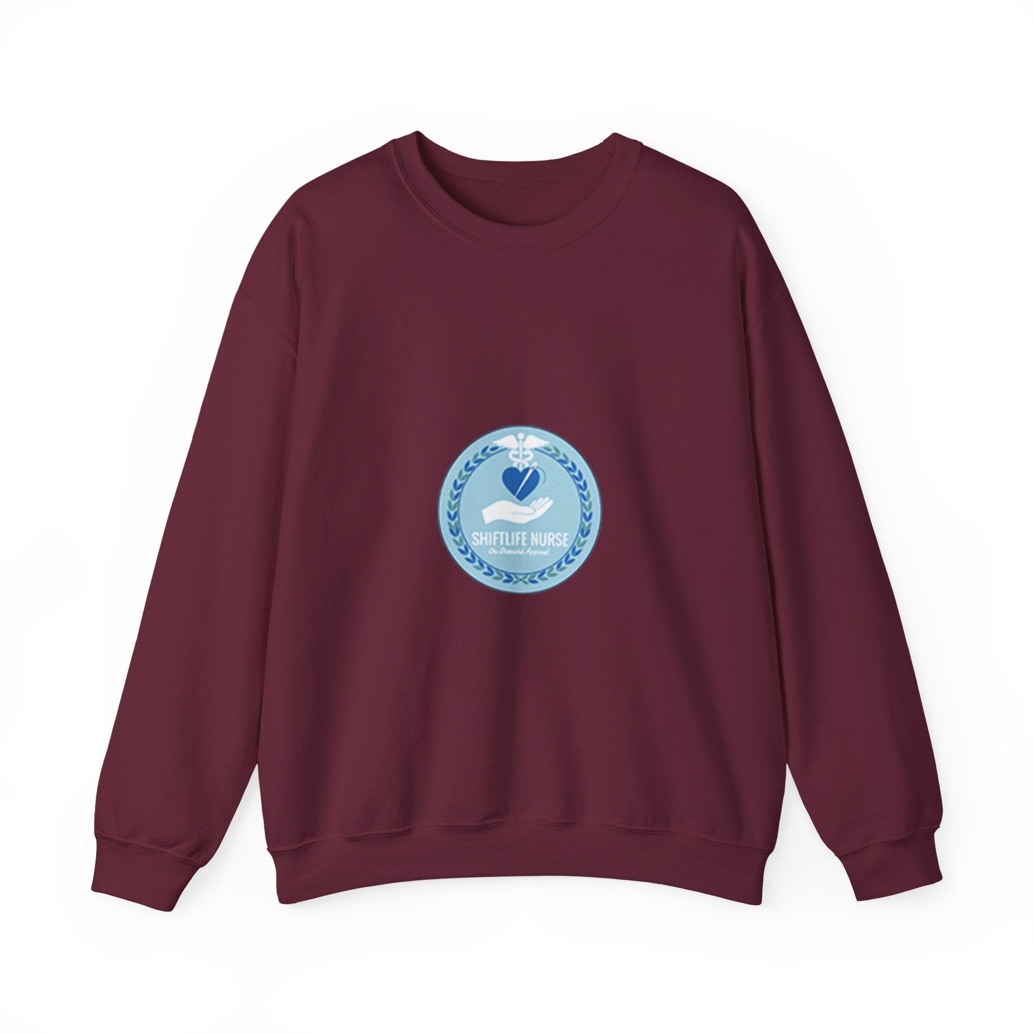 Crewneck Sweatshirt — Compassionate Nurse Blue Badge Design