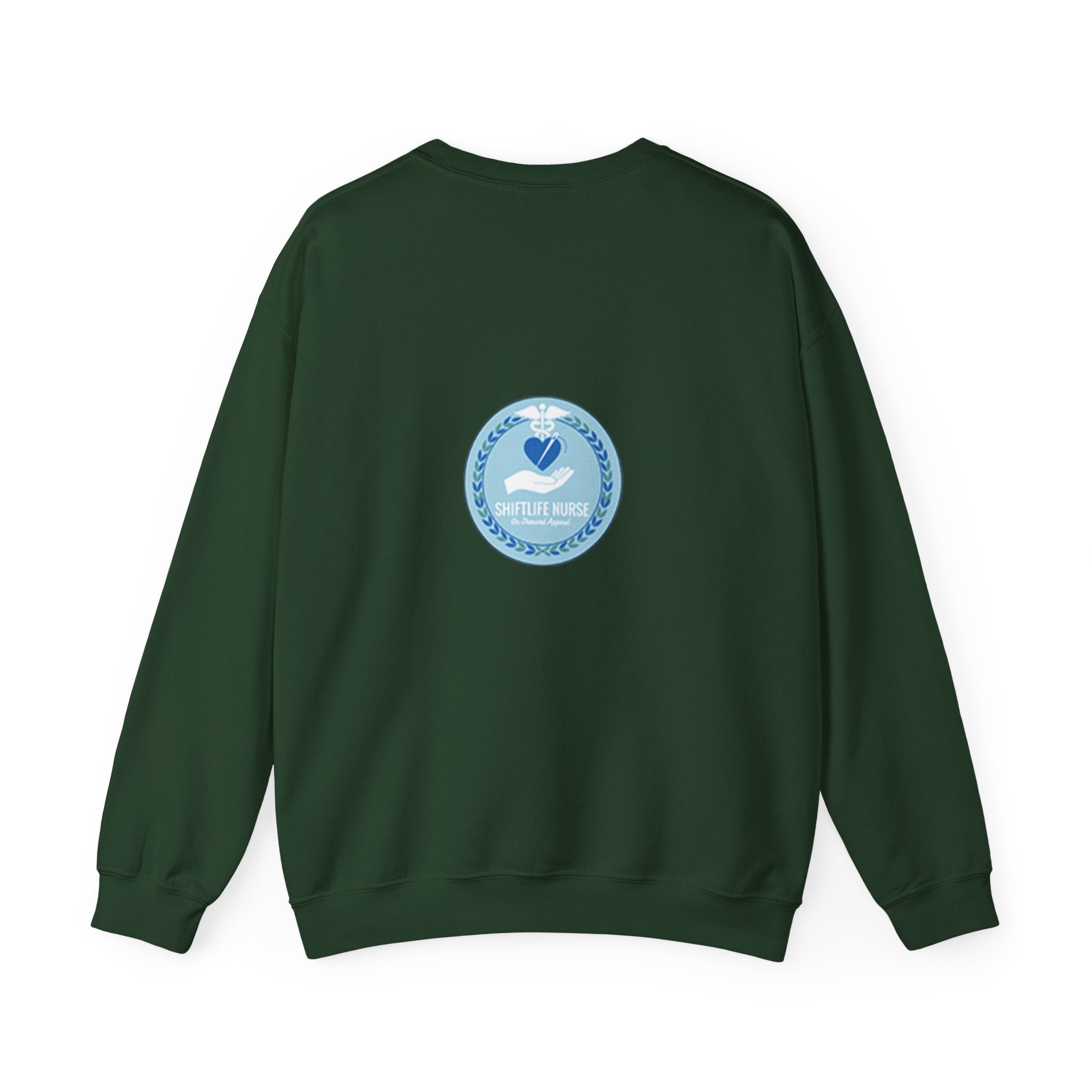 Crewneck Sweatshirt — Compassionate Nurse Blue Badge Design