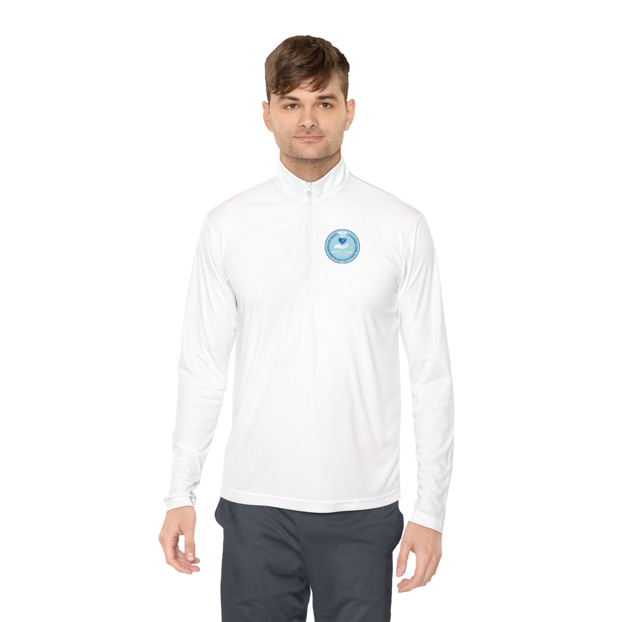 Quarter-Zip Pullover — Blue Heart Charity Emblem