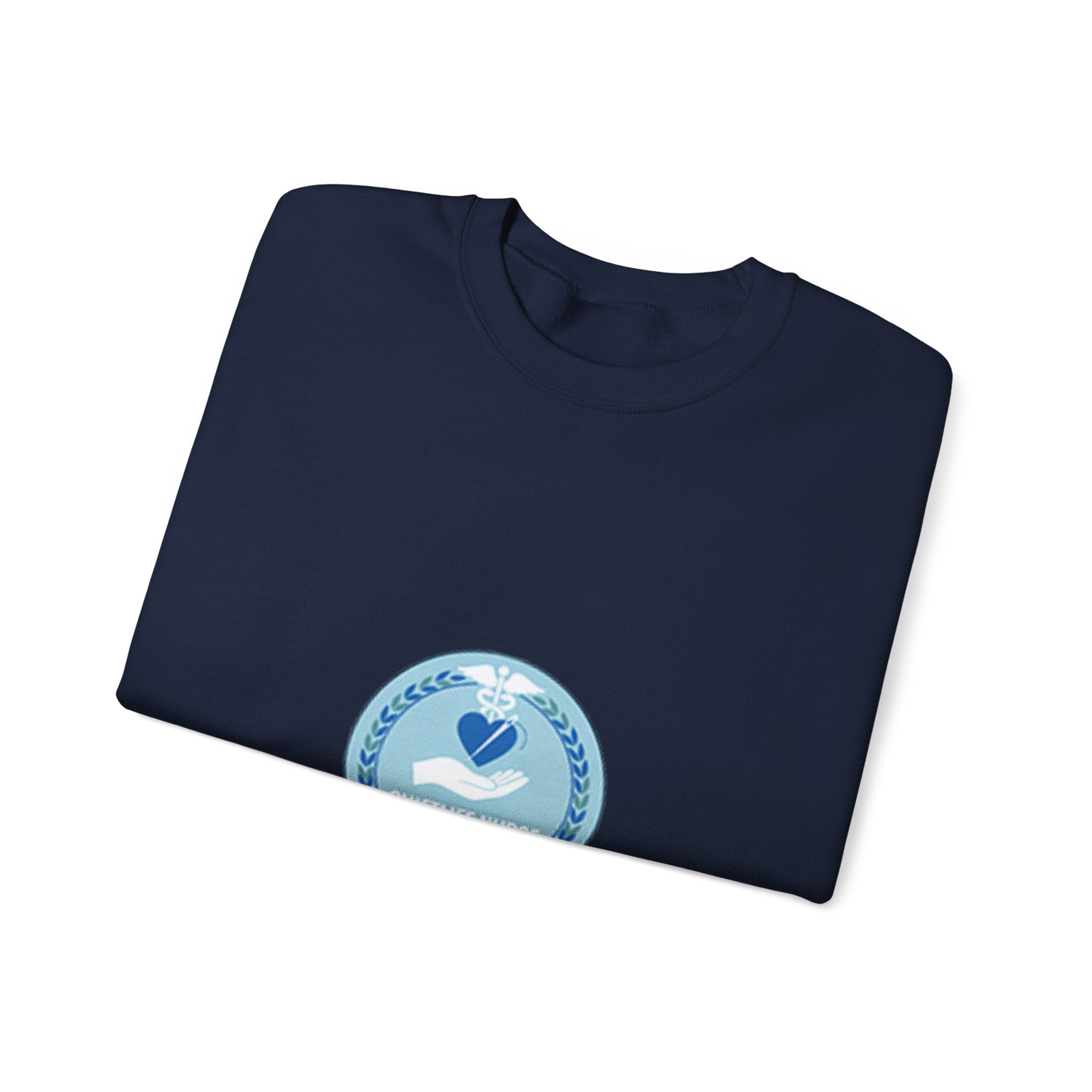 Crewneck Sweatshirt — Compassionate Nurse Blue Badge Design