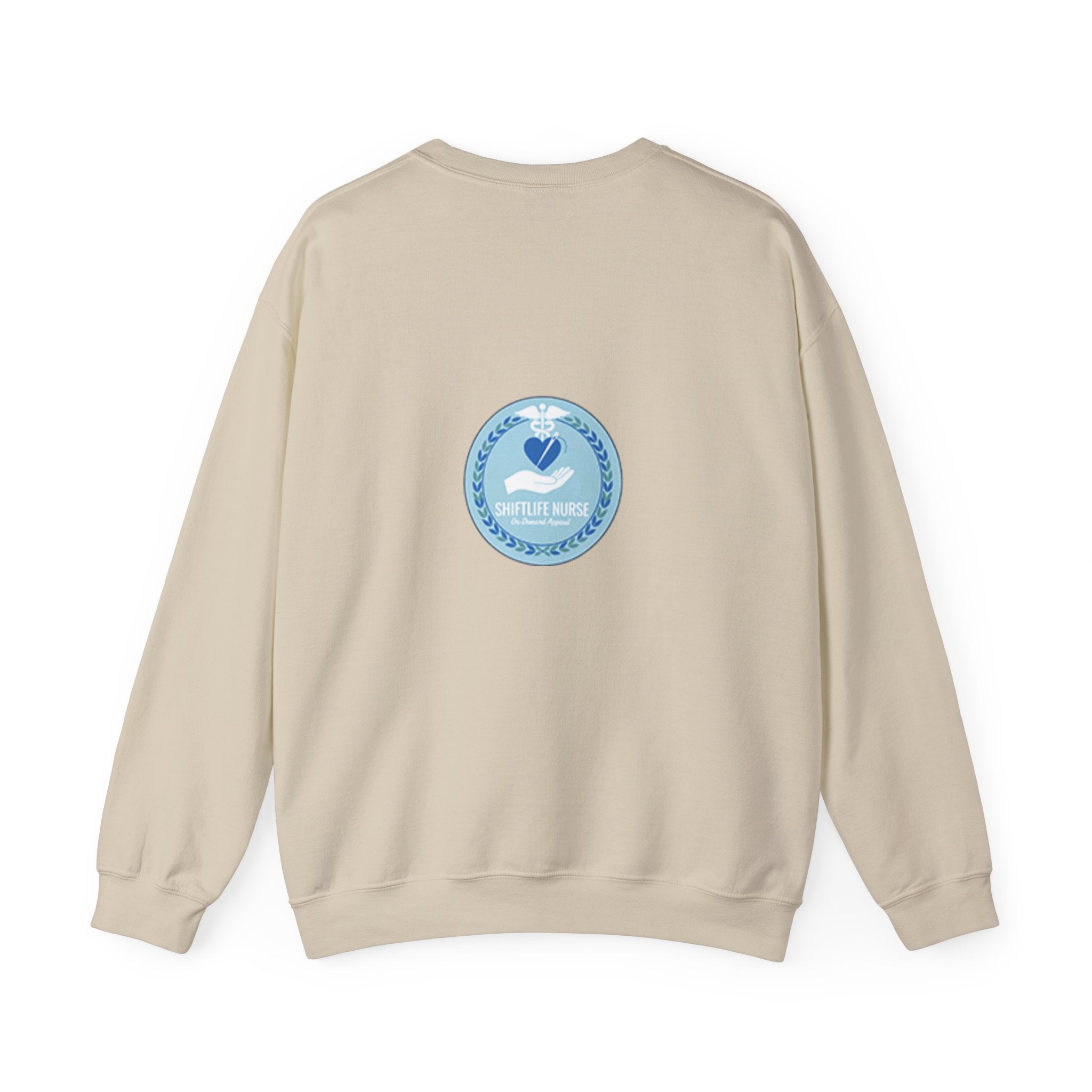 Crewneck Sweatshirt — Compassionate Nurse Blue Badge Design