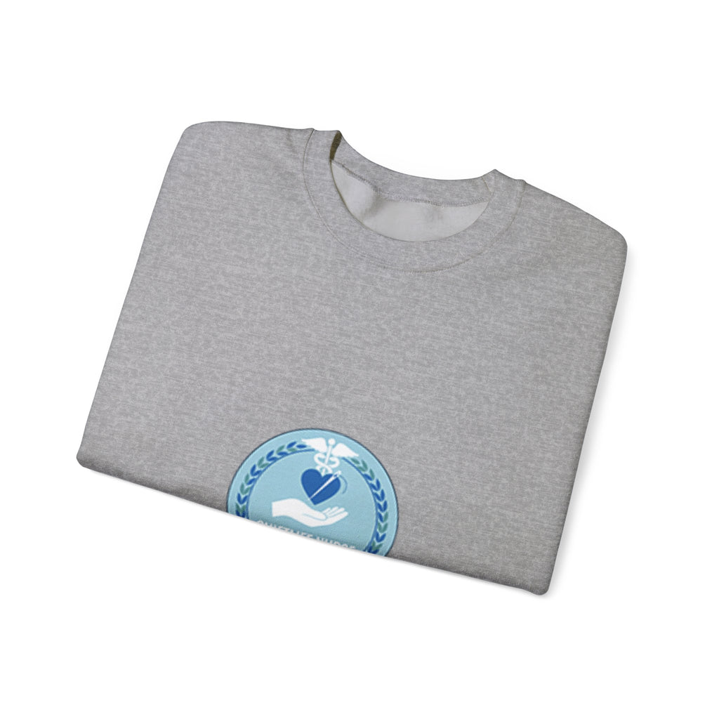 Crewneck Sweatshirt — Compassionate Nurse Blue Badge Design