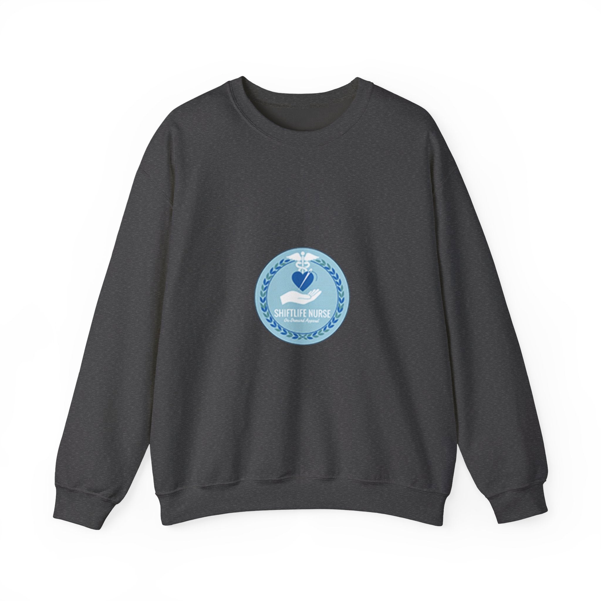 Crewneck Sweatshirt — Compassionate Nurse Blue Badge Design