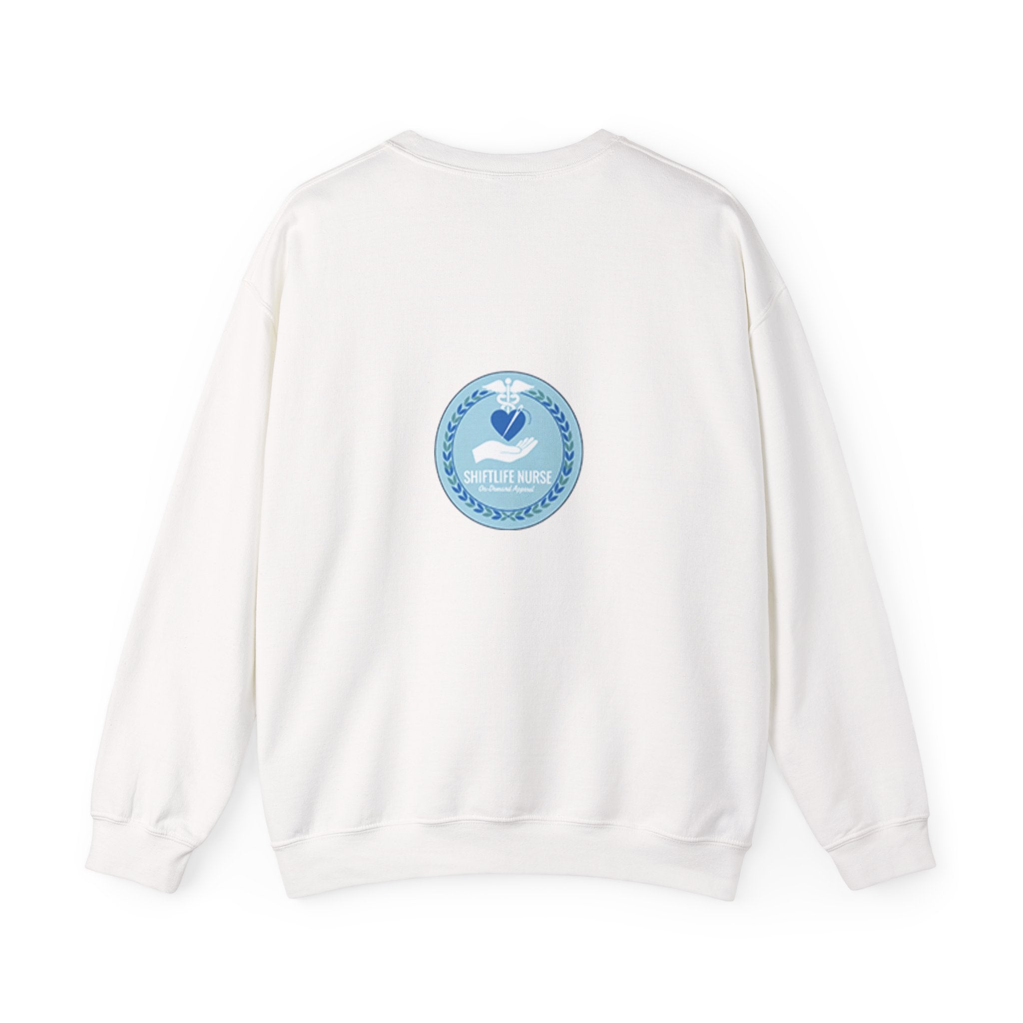 Crewneck Sweatshirt — Compassionate Nurse Blue Badge Design