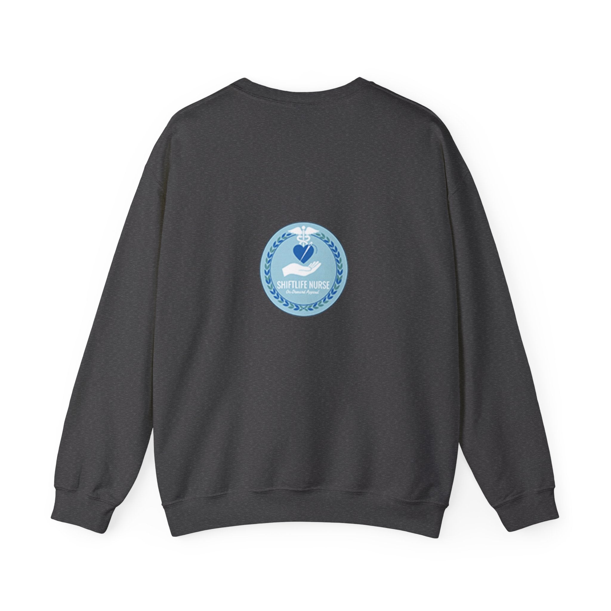 Crewneck Sweatshirt — Compassionate Nurse Blue Badge Design