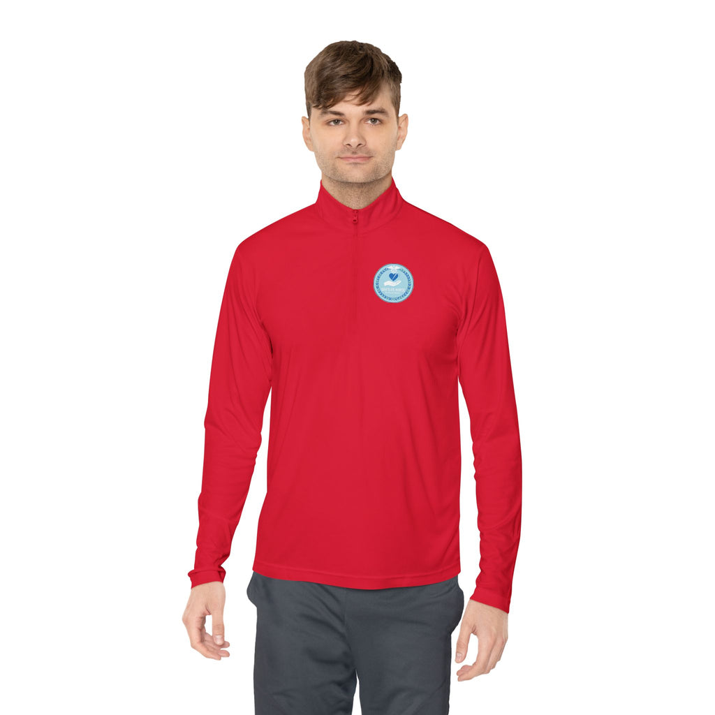 Quarter-Zip Pullover — Blue Heart Charity Emblem