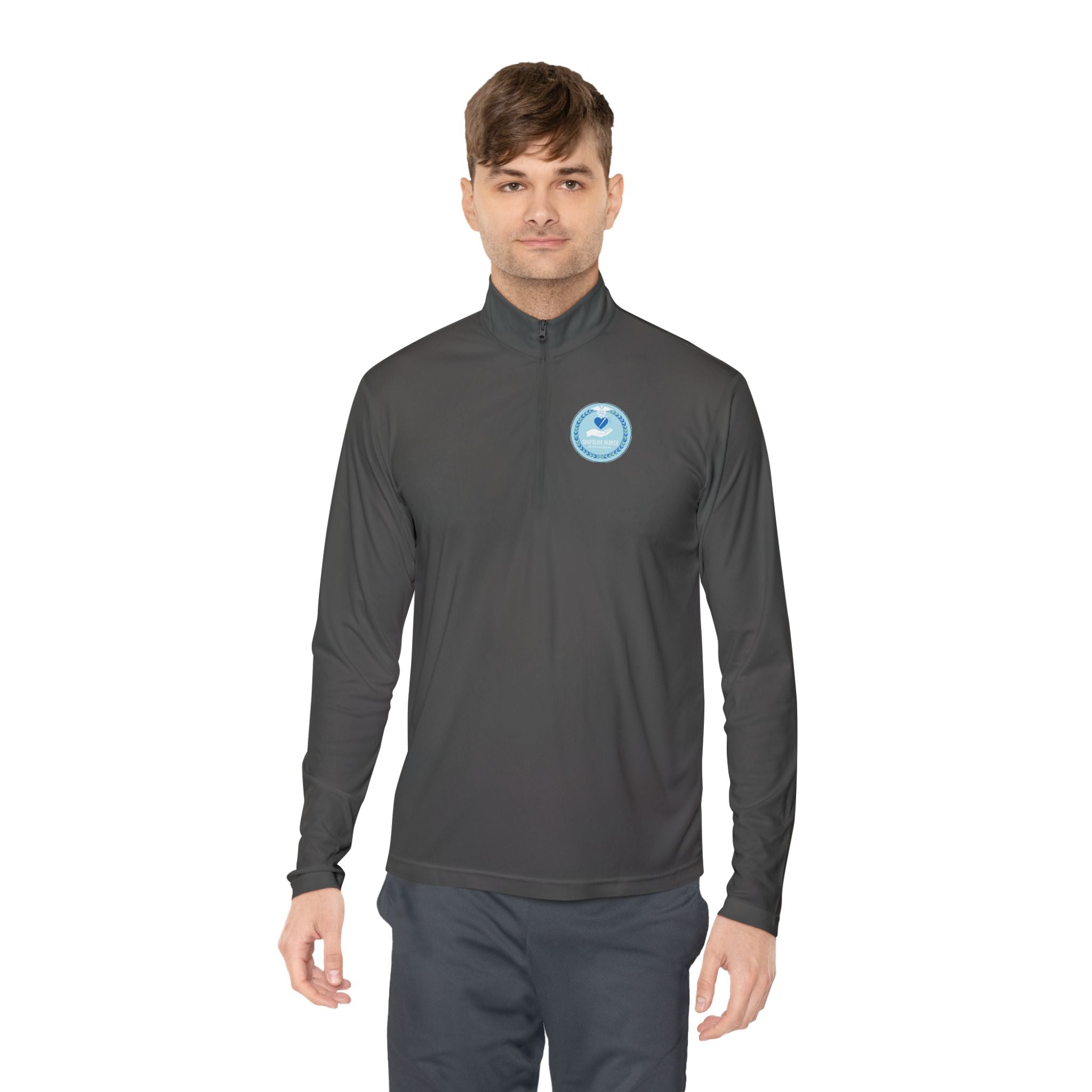 Quarter-Zip Pullover — Blue Heart Charity Emblem