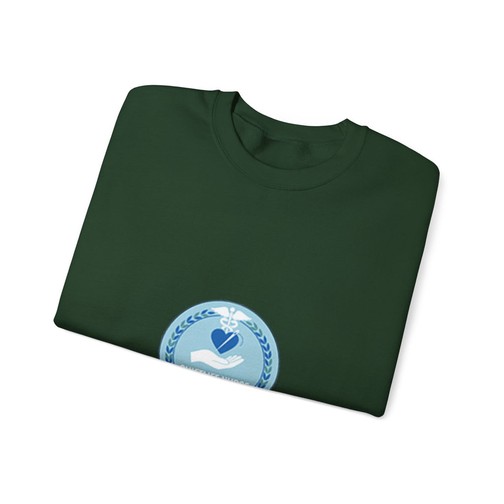 Crewneck Sweatshirt — Compassionate Nurse Blue Badge Design