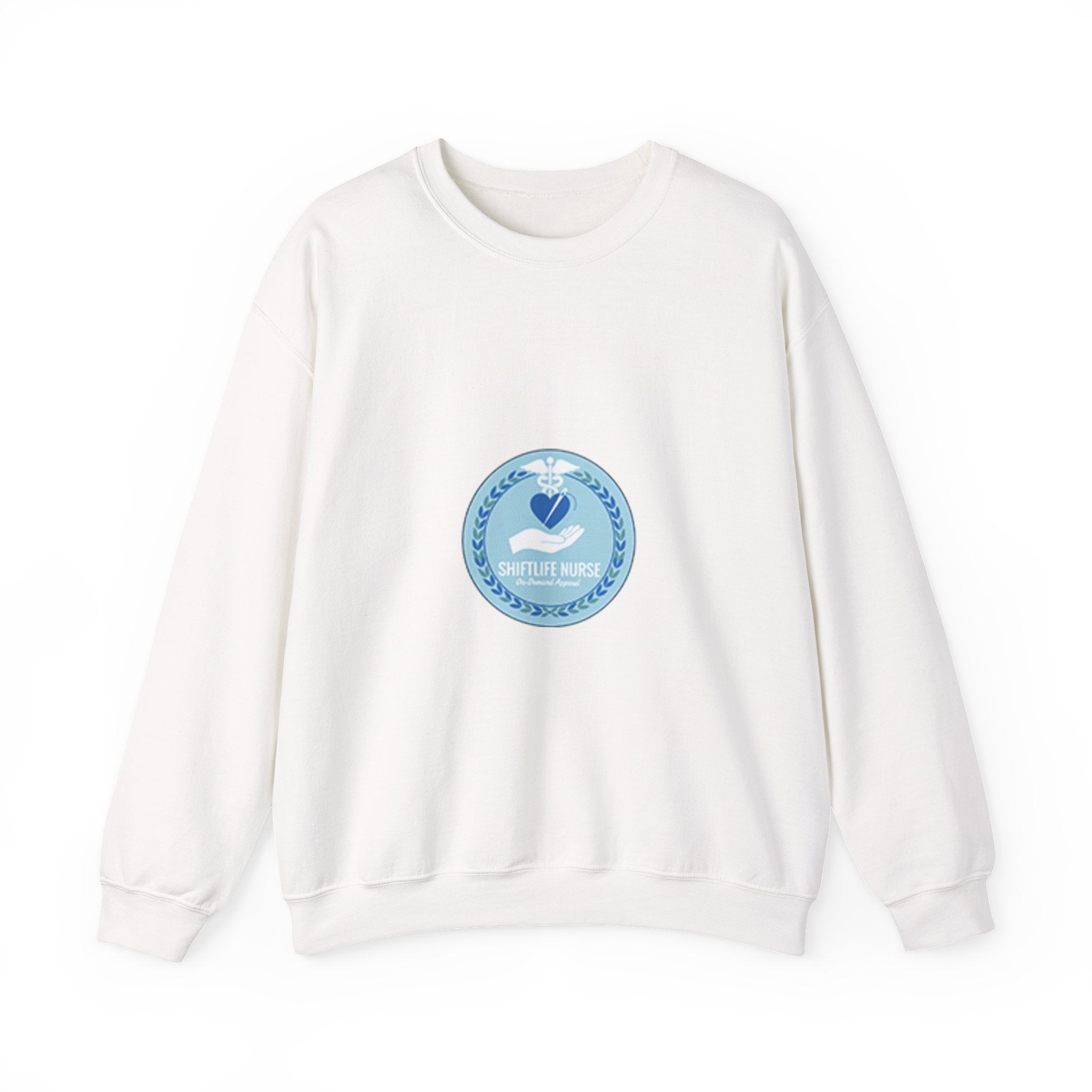 Crewneck Sweatshirt — Compassionate Nurse Blue Badge Design