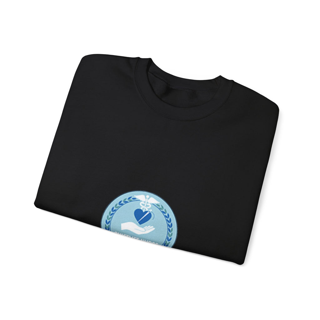 Crewneck Sweatshirt — Compassionate Nurse Blue Badge Design