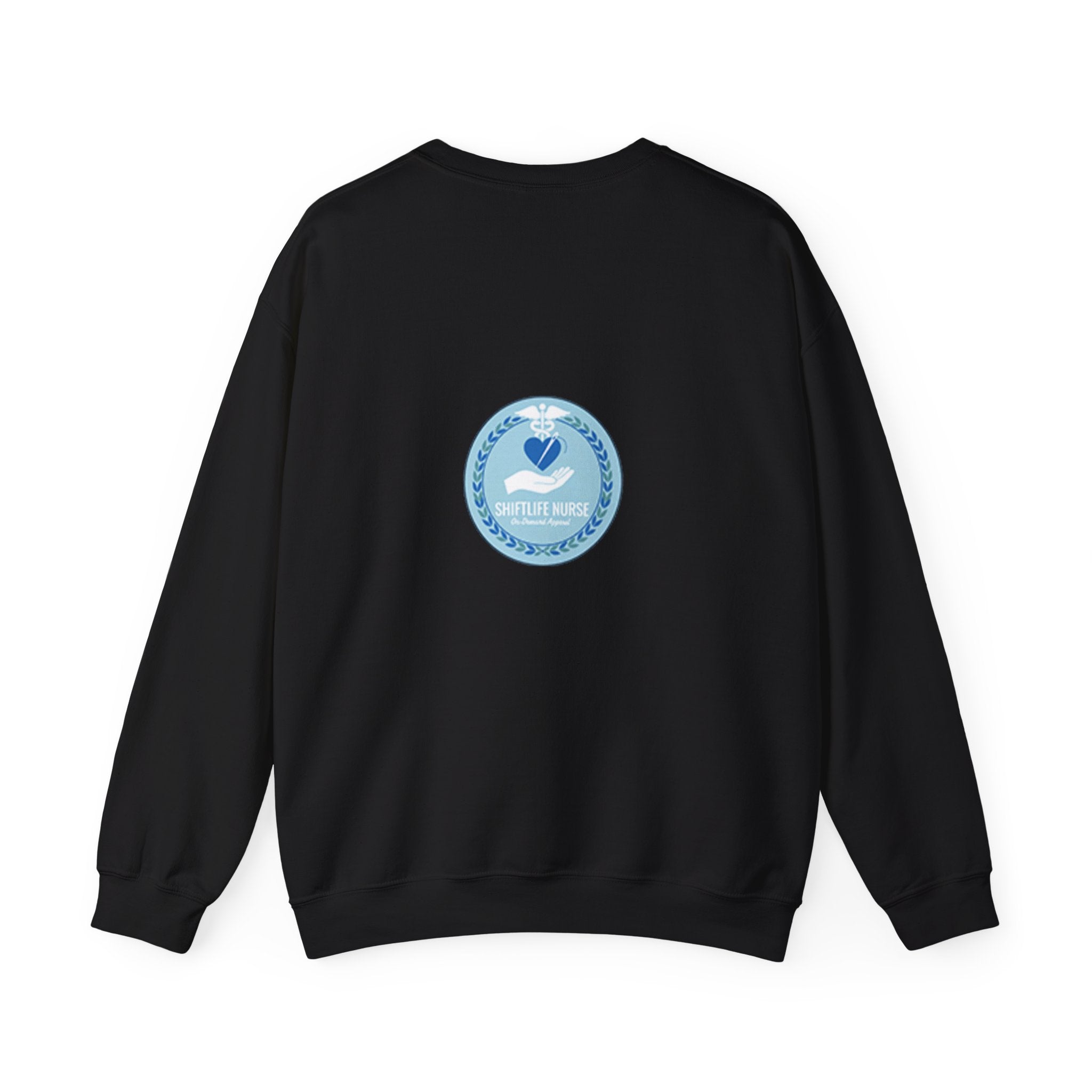 Crewneck Sweatshirt — Compassionate Nurse Blue Badge Design