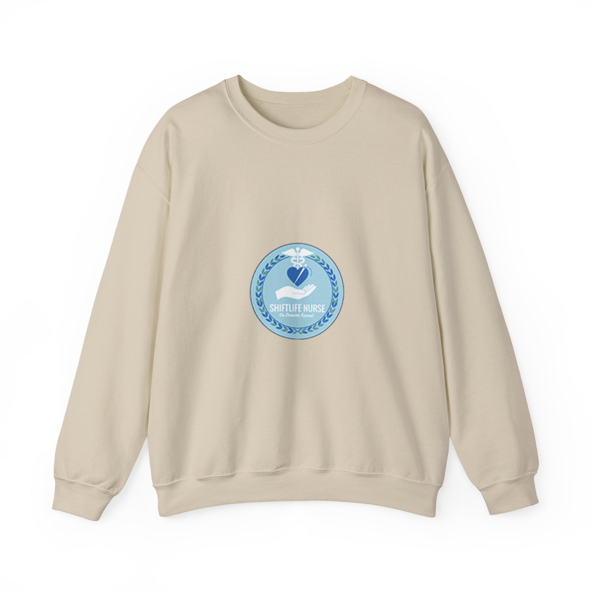 Crewneck Sweatshirt — Compassionate Nurse Blue Badge Design