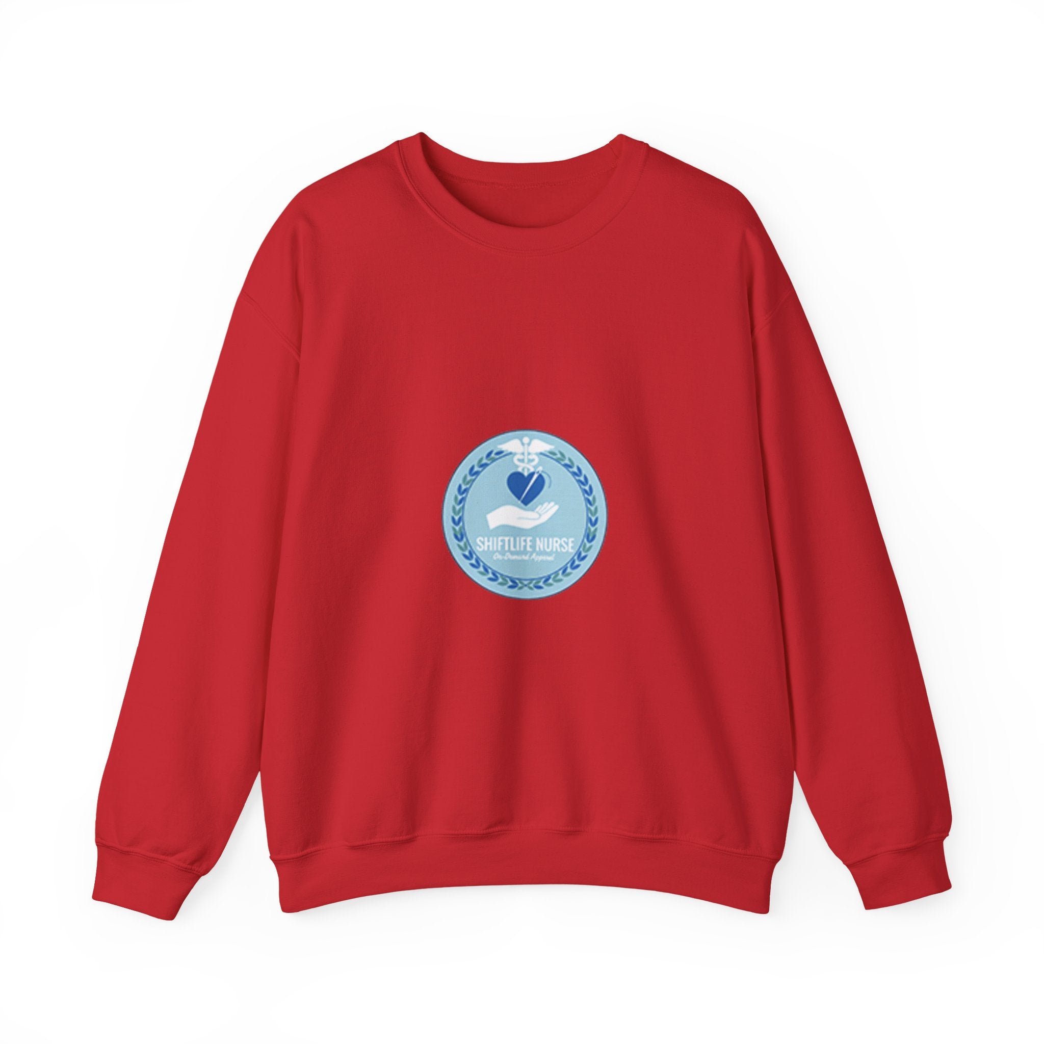Crewneck Sweatshirt — Compassionate Nurse Blue Badge Design