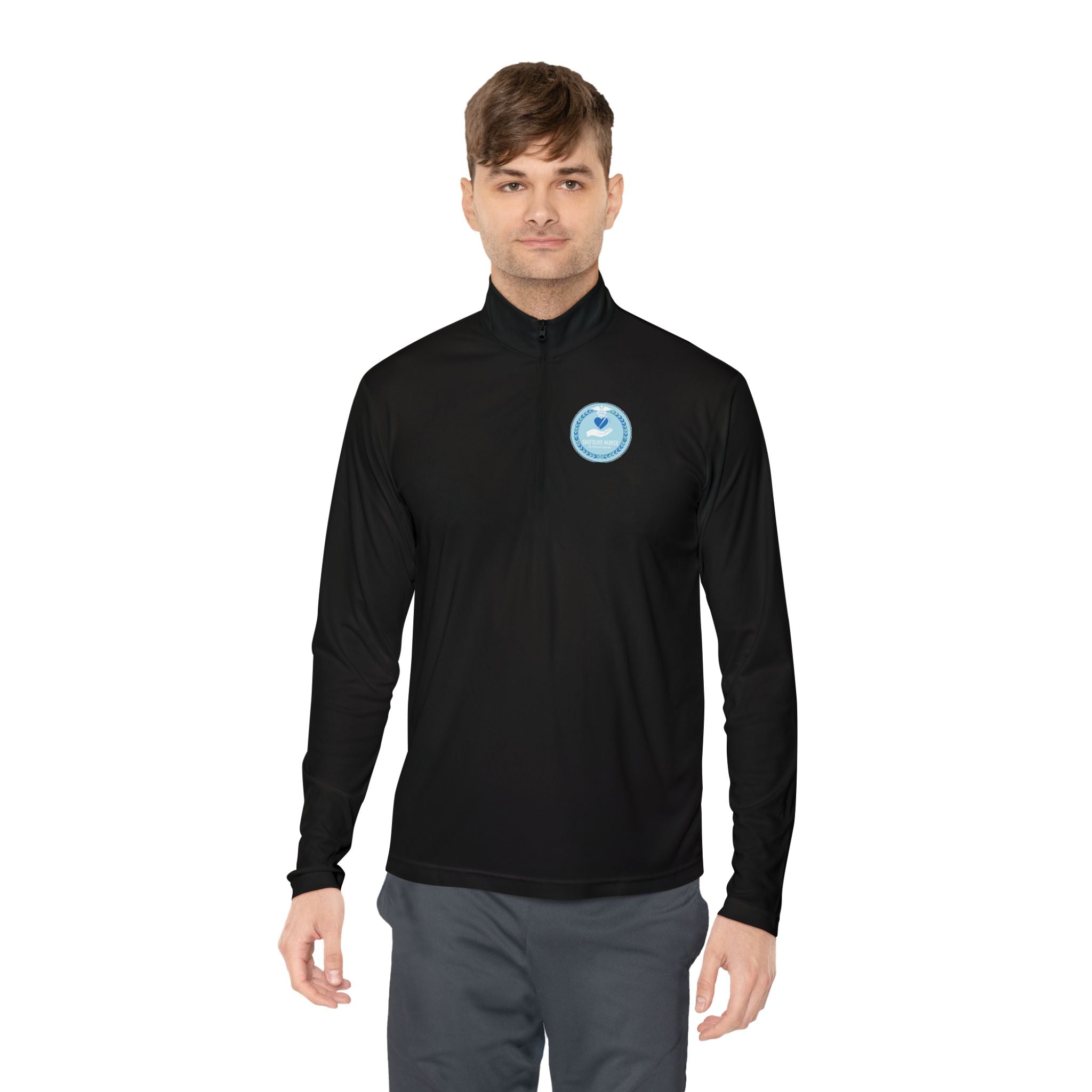 Quarter-Zip Pullover — Blue Heart Charity Emblem