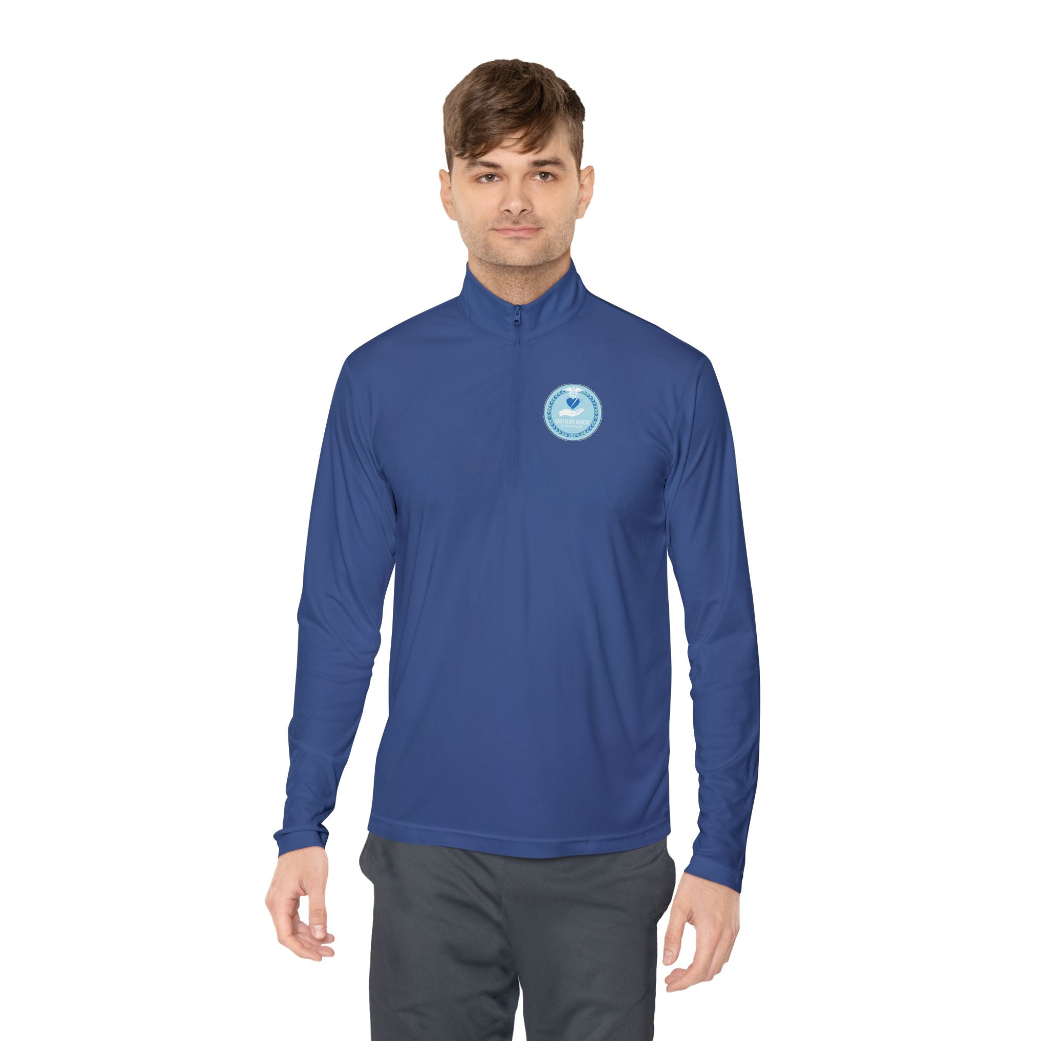 Quarter-Zip Pullover — Blue Heart Charity Emblem